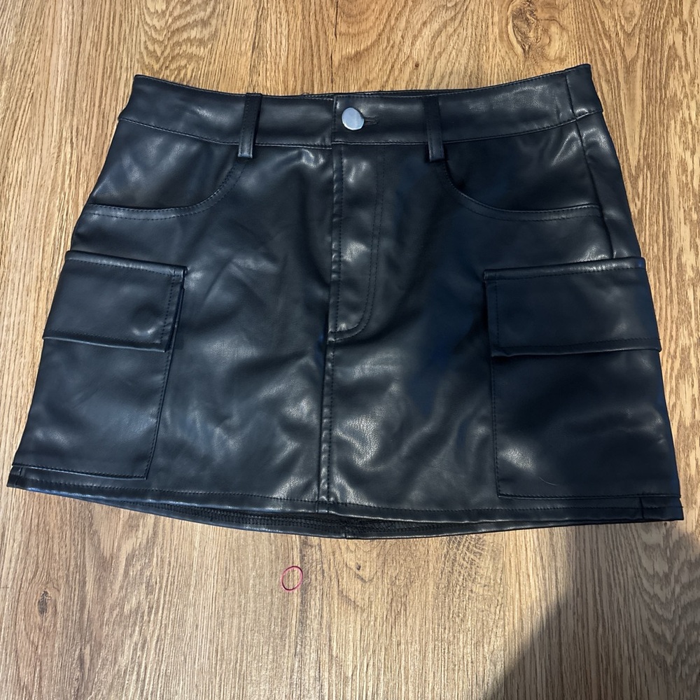 Black Faux Leather fashion nova Mini Skirt
